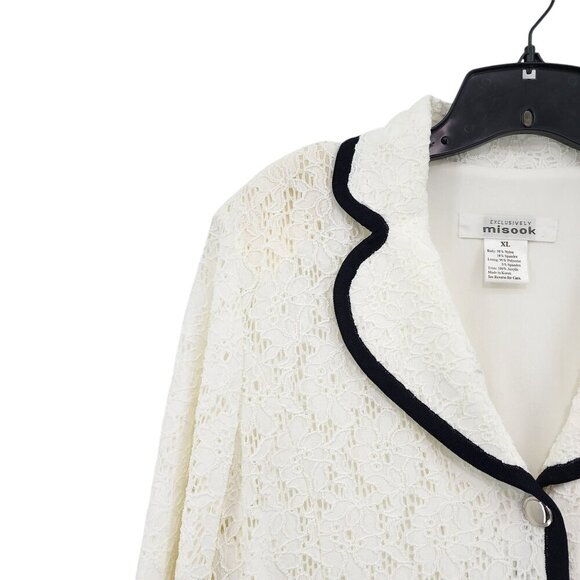 Misook Women's Lace Short Sleeves Button Front Lined Jacket - XL - Picture 2 of 8